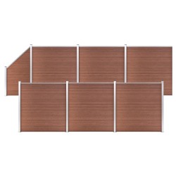vidaXL Set de valla 6 cuadradas + 1 oblicua WPC marrón 1138x186 cm