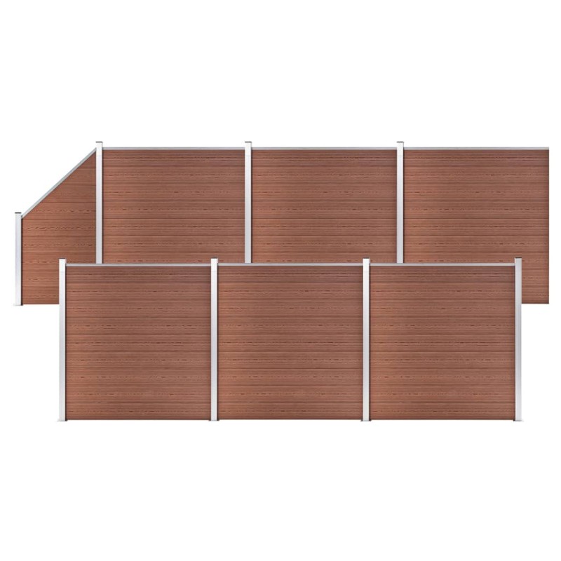 vidaXL Set de valla 6 cuadradas + 1 oblicua WPC marrón 1138x186 cm vidaXL Set de valla 6 cuadradas + 1 oblicua WPC marrón 1138x186 cm