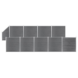 vidaXL Set de valla 9 cuadradas + 1 oblicua WPC gris 1657x186 cm