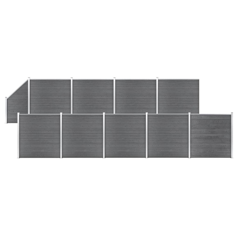 vidaXL Set de valla 9 cuadradas + 1 oblicua WPC gris 1657x186 cm vidaXL Set de valla 9 cuadradas + 1 oblicua WPC gris 1657x186 cm
