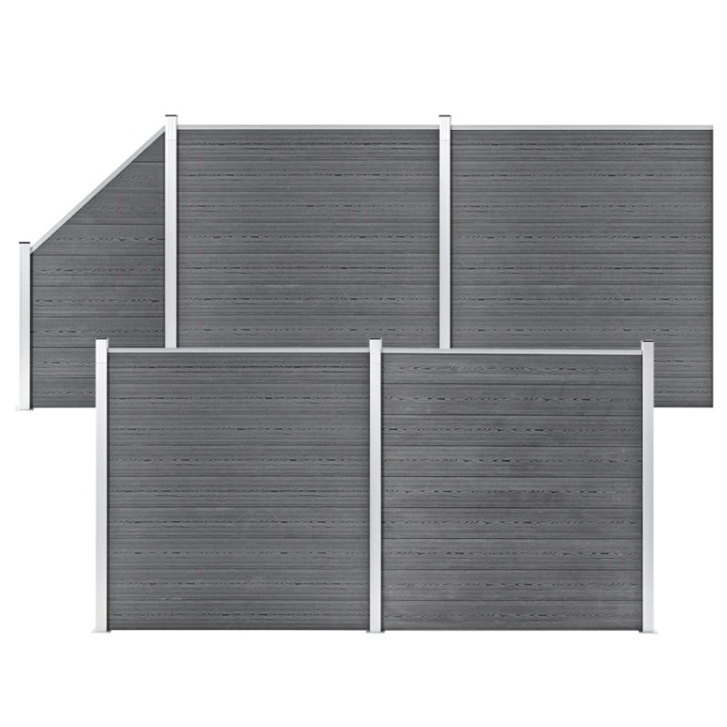 vidaXL Set de valla 4 cuadradas + 1 oblicua WPC gris 792x186 cm vidaXL Set de valla 4 cuadradas + 1 oblicua WPC gris 792x186 cm