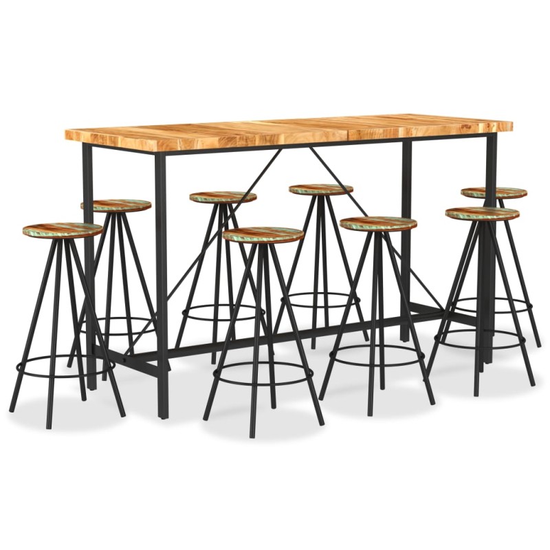 vidaXL Muebles de bar 9 pzas madera maciza acacia y madera reciclada vidaXL Muebles de bar 9 pzas madera maciza acacia y madera reciclada