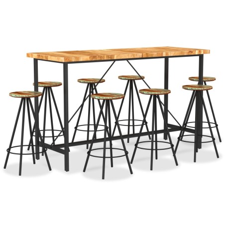 vidaXL Muebles de bar 9 pzas madera maciza acacia y madera reciclada