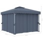 vidaXL Cenador con cortina gris antracita aluminio 3x3 m vidaXL Cenador con cortina gris antracita aluminio 3x3 m