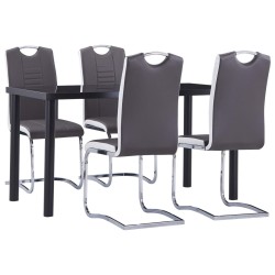 vidaXL Juego de comedor 5 piezas cuero sintético gris