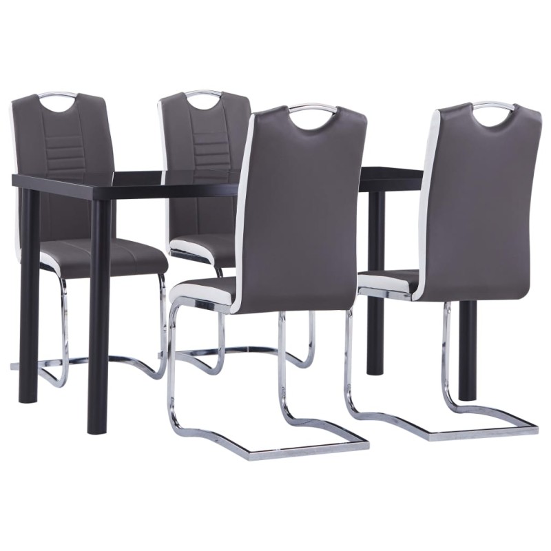 vidaXL Juego de comedor 5 piezas cuero sintético gris vidaXL Juego de comedor 5 piezas cuero sintético gris