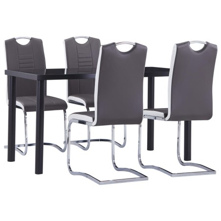 vidaXL Juego de comedor 5 piezas cuero sintético gris