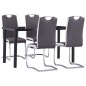 vidaXL Juego de comedor 5 piezas cuero sintético gris vidaXL Juego de comedor 5 piezas cuero sintético gris