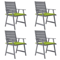 vidaXL Sillas de comedor jardín con cojines 4 uds madera maciza acacia