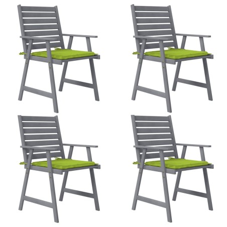 vidaXL Sillas de comedor jardín con cojines 4 uds madera maciza acacia