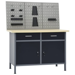 vidaXL Banco de trabajo con tres paneles de pared