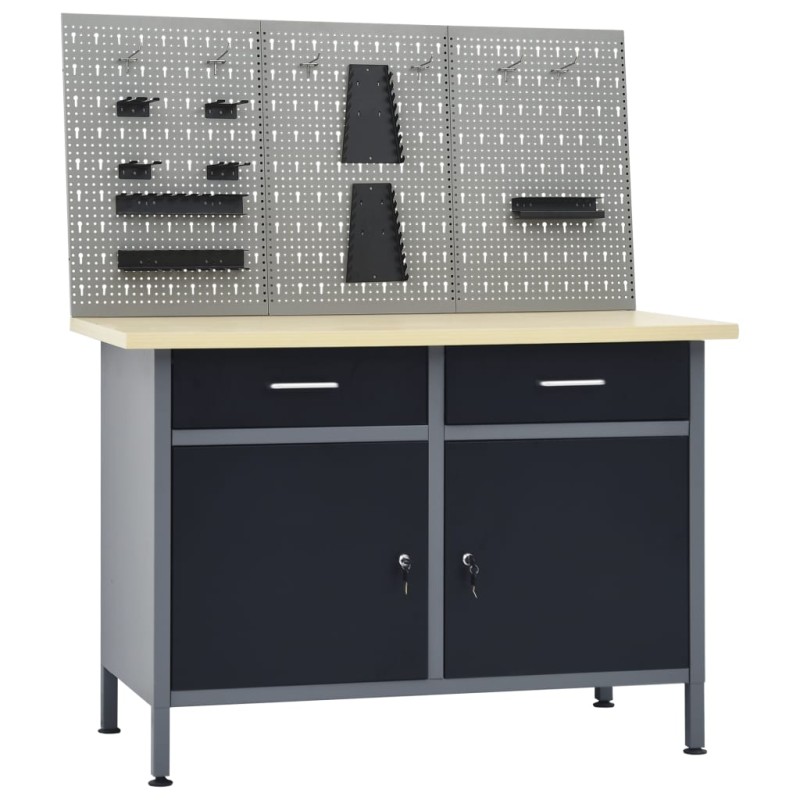 vidaXL Banco de trabajo con tres paneles de pared vidaXL Banco de trabajo con tres paneles de pared
