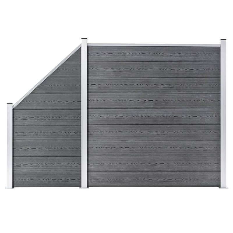 vidaXL Set de valla 1 cuadrada + 1 oblicua WPC gris 273x186 cm vidaXL Set de valla 1 cuadrada + 1 oblicua WPC gris 273x186 cm