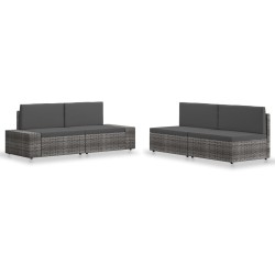 vidaXL Juego de muebles de jardín 4 piezas ratán sintético gris