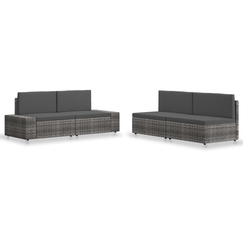 vidaXL Juego de muebles de jardín 4 piezas ratán sintético gris vidaXL Juego de muebles de jardín 4 piezas ratán sintético gris
