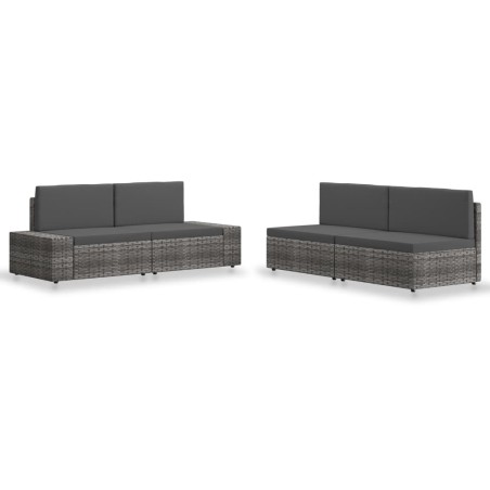 vidaXL Juego de muebles de jardín 4 piezas ratán sintético gris