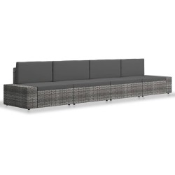 vidaXL Juego de muebles de jardín 4 piezas ratán sintético gris