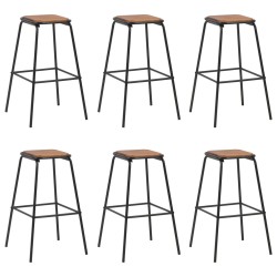 vidaXL Taburetes de cocina 6 uds madera maciza de pino y acero negro