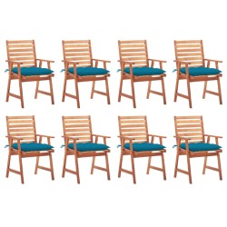 vidaXL Sillas comedor de jardín y cojines 8 uds madera maciza acacia 