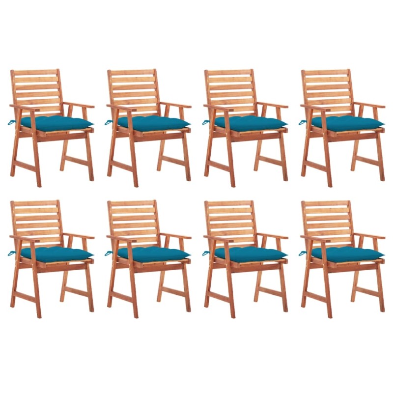vidaXL Sillas comedor de jardín y cojines 8 uds madera maciza acacia 