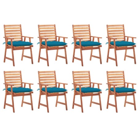 vidaXL Sillas comedor de jardín y cojines 8 uds madera maciza acacia 