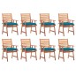 vidaXL Sillas comedor de jardín y cojines 8 uds madera maciza acacia 