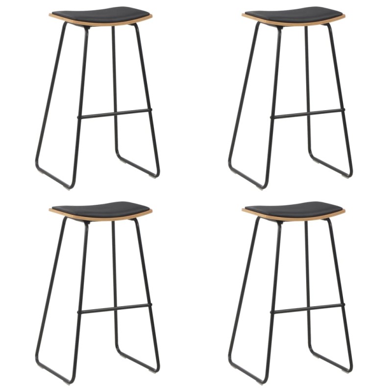 vidaXL Taburetes de cocina 4 unidades cuero sintético negro vidaXL Taburetes de cocina 4 unidades cuero sintético negro