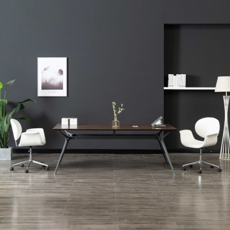 vidaXL Silla de oficina giratoria de cuero sintético blanco