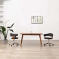 vidaXL Sillas de comedor giratorias 2 uds madera curvada y cuero negro