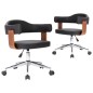 vidaXL Sillas de comedor giratorias 2 uds madera curvada y cuero negro