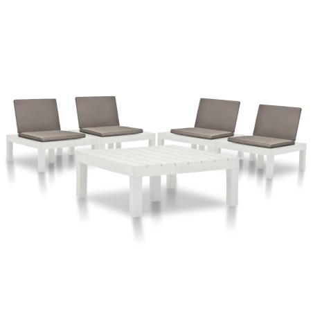 vidaXL Juego de muebles de jardín 5 piezas plástico blanco