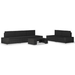 vidaXL Juego de muebles de jardín 6 piezas ratán sintético negro