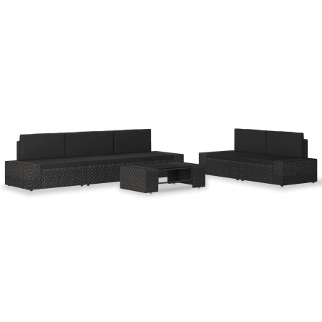 vidaXL Juego de muebles de jardín 6 piezas ratán sintético negro