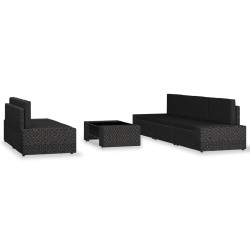 vidaXL Juego de muebles de jardín 6 piezas ratán sintético negro