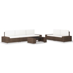 vidaXL Juego de muebles de jardín 6 piezas ratán sintético marrón