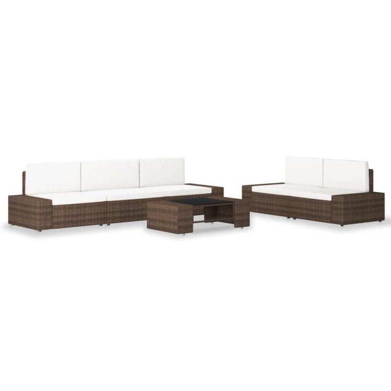 vidaXL Juego de muebles de jardín 6 piezas ratán sintético marrón vidaXL Juego de muebles de jardín 6 piezas ratán sintético marrón