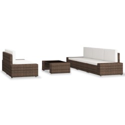 vidaXL Juego de muebles de jardín 6 piezas ratán sintético marrón
