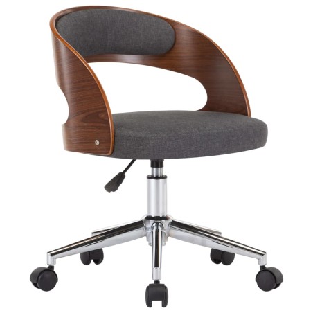 vidaXL Silla de oficina giratoria de madera curvada y tela gris 