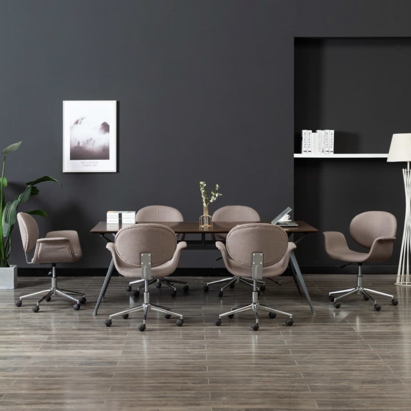 vidaXL Sillas de comedor giratorias 6 unidades tela gris taupe vidaXL Sillas de comedor giratorias 6 unidades tela gris taupe