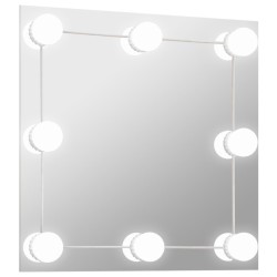 vidaXL Espejo de pared con luces LED cuadrado de vidrio