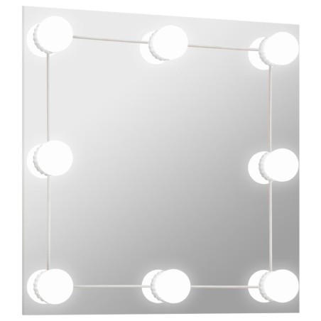 vidaXL Espejo de pared con luces LED cuadrado de vidrio