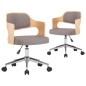 vidaXL Sillas comedor giratorias 2 uds madera curvada tela gris taupe vidaXL Sillas comedor giratorias 2 uds madera curvada tela gris taupe