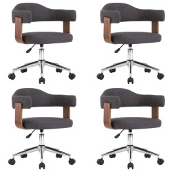 vidaXL Sillas de comedor giratorias 4 uds madera curvada y tela gris 