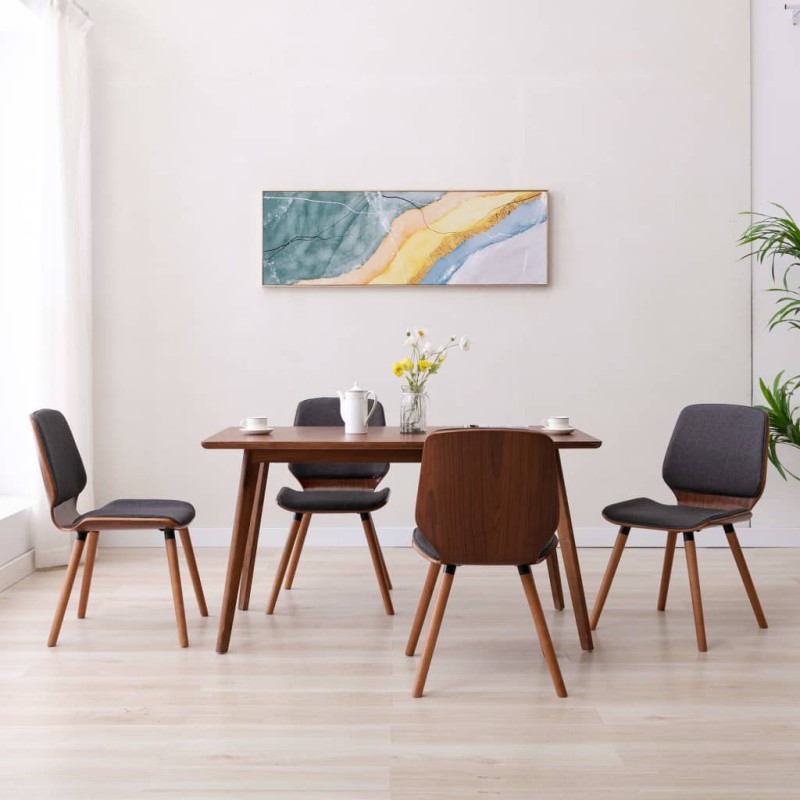 vidaXL Sillas de comedor giratorias 4 unidades tela gris vidaXL Sillas de comedor giratorias 4 unidades tela gris