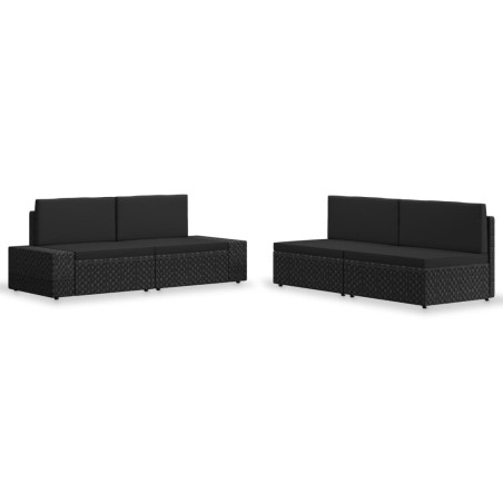 vidaXL Juego de muebles de jardín 4 piezas ratán sintético negro