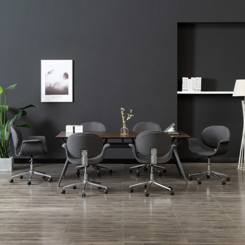 vidaXL Sillas de comedor giratorias 6 unidades tela gris vidaXL Sillas de comedor giratorias 6 unidades tela gris