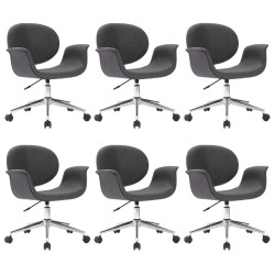 vidaXL Sillas de comedor giratorias 6 unidades tela gris