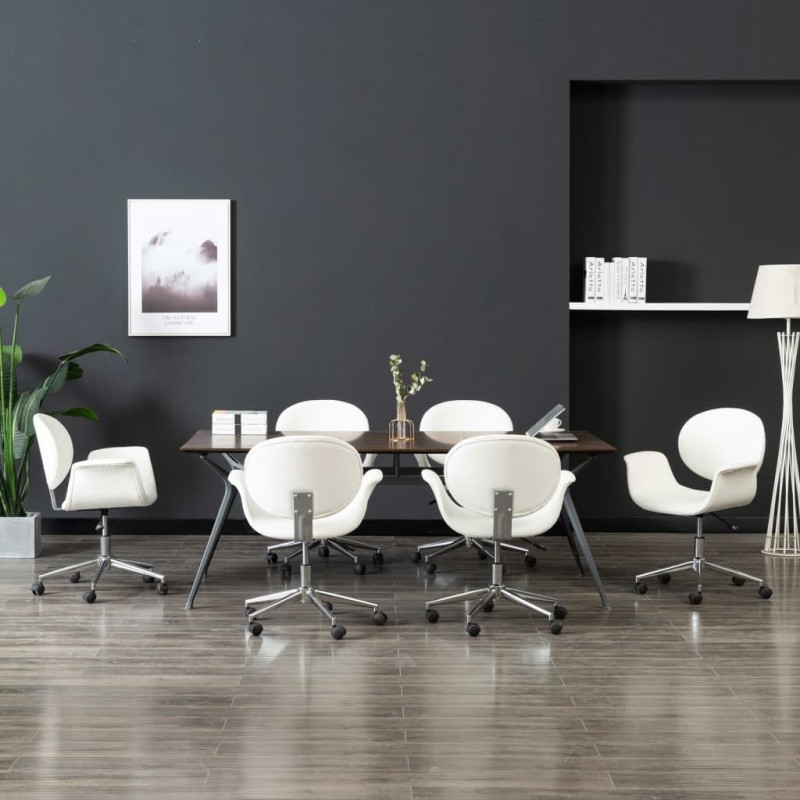 vidaXL Sillas de comedor giratorias 6 unidades cuero sintético blanco vidaXL Sillas de comedor giratorias 6 unidades cuero sintético blanco