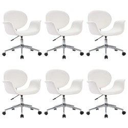 vidaXL Sillas de comedor giratorias 6 unidades cuero sintético blanco