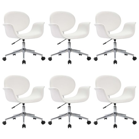 vidaXL Sillas de comedor giratorias 6 unidades cuero sintético blanco